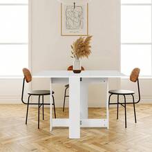 Modern Folding Table, Folding Table For The Kitchen, For Small Spaces, With 2 Folding Leaves, Seats 2-4 People, 102.5 * 76 * 73 Cm - 純白色 - 查看 7