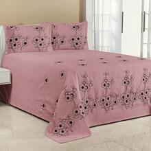 Florence Embroidered Bedspread 3 Pieces MICROPERCAL Various Sizes - Salmon - View 1