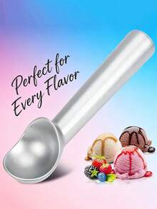 1 pieza Cuchara para helado de aluminio antiadherente con mango anti-congelación, diseño duradero, fácil de limpiar, apta para helado, masa de galletas, batidos, almendras y otros usos en la cocina, herramienta de cocina, herramienta para helado, regalo para mujeres, hombres, hogar - Multicolor - Ver 6