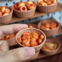 1/6比例迷你娃娃屋面包、迷你卷饼和篮子，过家家厨房食物，BJD娃娃配件 - 彩色 - 查看 4