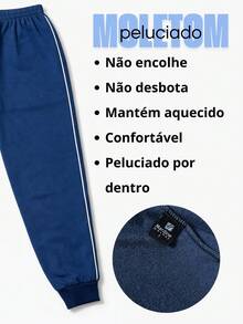 Set Of 3 Boys' Sweatpants With Ribbed Hem And Side Panels. Assorted Colors. - Azul Marino - Ver 3