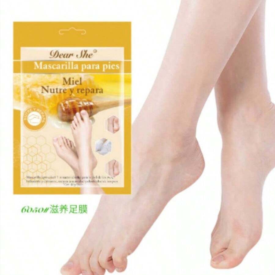 Dear She Mascarilla para Pies de Miel 40g - Nutrición Intensiva, Reparadora y Suavizante (1 Par) - Pepino - Ver 1
