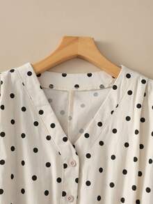 Đầm chấm bi dáng suông thanh lịch, có túi, không tay, thích hợp cho kỳ nghỉ, mặc hàng ngày, dự tiệc trà, mùa xuân/hè. - Màu be - Xem 3