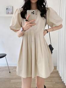 Women Short Dresses - Beige - View 7