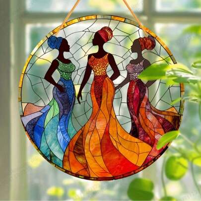 1pc Vibrant African American Round Acrylic Dreamcatcher/Colorful Wall Decor, Suitable For Bedroom, Office, Room, Kitchen - Unique Holiday Gift For Home Decor Enthusiasts - Indoor Use Only