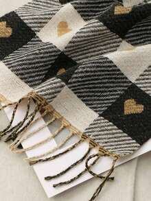 1 buc eșarfă în formă de inimă pentru femei toamnă/iarnă, eșarfă/șal cald în carouri, eșarfă pătură groasă extra mare, potrivită ca și cadou - Multicolor - Vizualizare 3