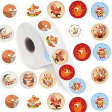 500pcs/Roll Cartoon Fox Washi Tape Stickers, Aesthetic 1 Inch With 10 Patterns Per Label Sticker Roll For Scrapbooking Self-Adhesive Sealing Stationery Cards Envelopes, Party Supplies Rewards Encouragement - Black - View 1