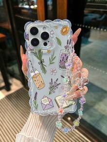 Floral Painted Braided Wave Edge Detachable Bracelet Minimalist Shockproof Thick Phone Protective Case With Printed Design Compatible With IPhone 17/17 Pro/17 Pro Max, 16 XR/7/8, 15 Pro Max, 12 Pro Max, 13 Pro Max, 14 Pro Max, 13, 14, 11, 12, P14, P11 Soft Shell, P12 Anti-Drop, XS, XR, 7/8P, 7/8G ES2 Phone Case - Multicolor - View 7