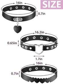 Yanxyad 1/4 包朋克皮革颈链 朋克项链 哥特风柔软PU项圈 男女通用 可调节 - 黑色 - 查看 2