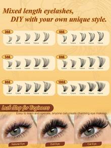 Lash Extension Kit DIY 530pcs Lash Clusters Eyelash Extension Kit, D Curl 10-18mm High Capacity 30D 40D 50D 60D 80D 100D Individual Lashes Kit With Lash Bond And Seal, Remover, Eyeliner,Lash Tweezers For Self Use Natural Look&Extra Thick&Wispy&Ultra Soft&Super Light Reusable Segmented False Eyelashes Suit Daily Holiday Festival Wedding - Black - View 9