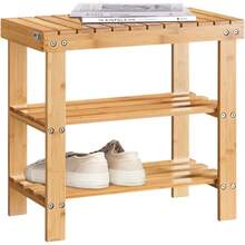 SoBuy® Éère à chaussures, Banc d'entrée, Support à chaussures, Éère de salle de bain, Antidérapant, blanc, FSR02-K-, IT - Transparent - Voir 1