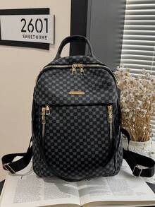 Mochila de mujer 2026 nueva, mochila de viaje minimalista de moda y gran capacidad con estampado - Negro - Ver 1