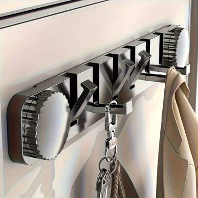 1pc Heavy-Duty Over-The-Door Storage Rack - Strong Door Hooks With Suction Cup Installation, No Drilling Required, Space-Saving Bathroom/Kitchen/Entryway Organizer - Durable Plastic Door Hanger, Clothes Hooks For Behind Doors