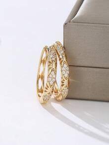 1 Pair Bohemian Micro Patterned Synthetic Zirconia Women's Earrings, Suitable For Daily Parties And Banquets - Earrings - View 4