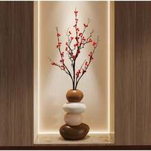 Resin Fortune-Turning Stone-Shaped Vase, Hand-Painted Home Decoration Craft Vase, Suitable For Christmas And New Year Decoration. It Can Be Placed In The Home, Office Desk, Living Room For Display, And Is A Perfect Gift And Holiday Decoration For Weddings And Festivals - 1 chiếc bình hoa - Xem 7