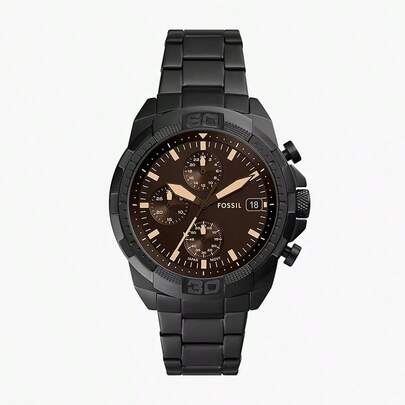  Reloj de cuarzo para hombre Fossil de acero inoxidable con tres manecillas, caja de acero inoxidable/cristal resistente a los arañazos FS5851