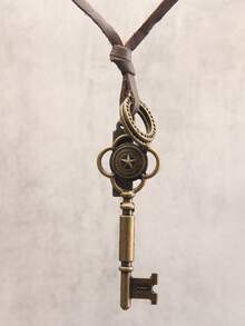 1pc Hiphop Style Carabiner Necklace, Alloy For Men - Bronze - View 15