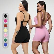 Set Of 2 Ribbed Jumpsuits With Straps For Women's Gym And Sportswear - Fitness - Hot Pink - View 11