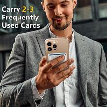 Elastic Magsafe Cardholder Slim Leather Magnetic Wallet Built In Magnet Designed Magnet Phone Bag Cover CellPhone Credit Card Holder For Apple12/13/14/15/16 Pro Max & Magsafe Case A-Z Gold Pattern - White - View 8