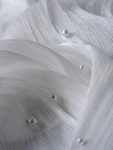 女士纯色优雅雪纺珍珠半身裙，夏季优雅百搭法式珍珠A字裙，波西米亚度假显瘦连衣裙 白色 - 白色 - 查看 6