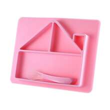 Silicone Plate/Lunch Box, Cute House Cartoon Design, Fresh And Fun Tableware, Microwave/Refrigerator/Dishwasher , Meal Prep Tray - Lime Green - View 9