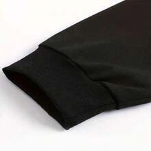 Black Cotton Hoodie With A  Judy Hopps Pushing A Giant Donut Pattern; Unisex Casual Long-Sleeved Sweatshirt. - 黑色 - 查看 5