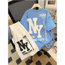 Men's Set 100% Cotton New York 1886 - Baby Blue - View 1