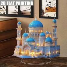 Modello di moschea in acrilico vintage con supporto - ideale per la decorazione e i regali del Ramadan, display da scrivania religioso, senza alimentazione elettrica - A - Visualizzare 3