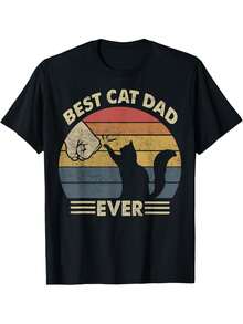 Men's T-Shirt "World's Best Cat Dad" - Humorous T-Shirt For Dads - 黑色 - 查看 1