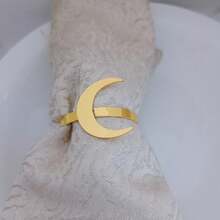 6 piezas Anillos para servilletas en forma de media luna, decoración creativa para la mesa de comedor, portaservilletas de tela para cocina y comedor, adecuados para reuniones, fiestas y picnics - Multicolor - Ver 5