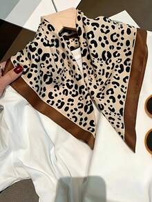 1pc Leopard Print Neckerchief, Women's Fashion Accessory Scarf For Spring & Autumn - Camel - View 2