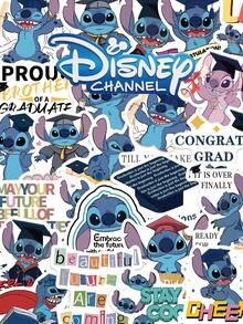 50 Stück Disney offizieller Lilo & Stitch Abschluss Aufkleber Set, süße Cartoon Stitch dekorative Aufkleber geeignet für Scrapbooking, Fotoalbum, DIY Dekoration - Lilo & Stitch - Übersicht 1