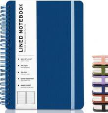 ABERLLS Blue Lined Spiral Journal Notebook With 160 Pages, 8*5.7in, A5 Spiral Notebook, Journaling Notebooks For Work, School, Women, Men, College Ruled Spiral Notebook, Hardcover Leather Journals - ColorB - 查看 8