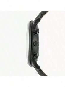 Fossil 男士腕表，男士极简全黑计时腕表，哑光皮表带，罗马数字表盘商务腕表 FS5503 - 黑色 - 查看 9