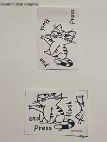 1张可爱卡通猫咪马桶贴纸，“按压冲水”装饰浴室马桶浴缸自粘墙贴，适用于玻璃、瓷砖和光滑墙面，可遮盖瑕疵并密封，无需熨烫，装饰性强，色彩鲜艳，独特理想的礼物，易于DIY，浴室墙贴 - 彩色 - 查看 13