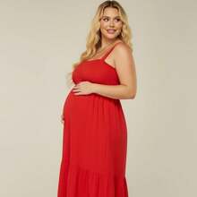 Maternity Dress With A Fitted Model Enhance Your Silhouette With Style - 紅色 - 查看 5
