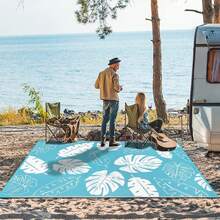 Pauwer Outdoor Rug Waterproof, Reversible Plastic Straw Rug RV Camping Rug, Indoor Outdoor Patio Mat, Outside Carpet For Porch,Deck,Camper,Balcony,Backyard,Picnic - 葉青色 - 查看 7
