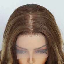 Dark Brown Color 26Inch 13X6 Transparent Lace Front Wig With Baby Hair For Women Body Wave Synthetic Heat-Resistant Wig - 挑染金色 - 查看 5