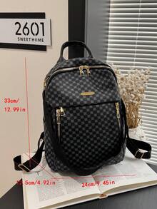 Mochila de mujer 2026 nueva, mochila de viaje minimalista de moda y gran capacidad con estampado - Negro - Ver 6