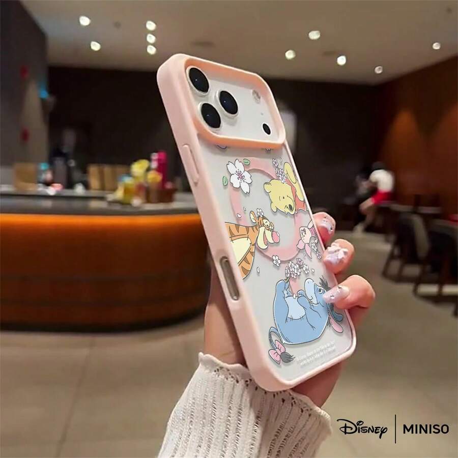 Miniso Disney Winnie The Pooh Cherry Blossom Phone Case Transparent Magnetic Shockproof Case Suitable For Iphone 17 Pro Max/17 Pro/17 Air/17/16/15/14/13/12/11/X/XS Pro/Pro Max Series Iphone 17 Pro Max Case Iphone 17 Pro Case Iphone 17 Case Stocking Stuffers The Girlfriend - Hồng - Xem 1