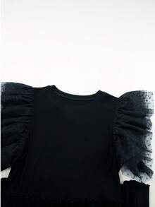 Acelitt Đầm đen trơn viền bèo nhún, kiểu dáng thường ngày, thanh lịch cho mùa hè. - màu đen - Xem 8