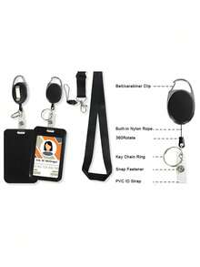 Retractable ID Badge Holder With Detachable Lanyard, Heavy-Duty Reel, Removable Key Chain, Cruise Card Holder, Suitable For Nurses, Officials, Teachers, Security Personnel, Unisex - Multicolor - View 3