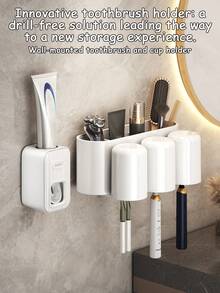 1 Giá đỡ bàn chải đánh răng gắn hút chân không dễ lắp đặt - Có khay đựng kem đánh răng - Giá đựng bàn chải đánh răng gắn tường có thể tháo rời, quà tặng Giáng sinh/Halloween và Lễ Tạ ơn - Nhiều màu - Xem 2