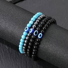 1件装石珠眼睛元素弹力手链 - 磨砂黑 - 查看 1