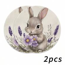 Jogo de 4 jogos americanos com tema de Páscoa, estampa minimalista de coelho com detalhes florais, perfeitos para festas, decoração de feriados e para a Páscoa. Tamanho: 38 x 38 cm. Ideal para decoração de casa, mesas festivas e estilo rústico. Material lavável. Uma ótima opção de presente. - Multicolorido - Ver 22