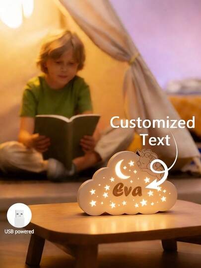 1 pieza Lámpara de estatua de madera LED personalizada, nombre personalizado, lindo caballo arcoíris, con forma de nube, decoración del hogar, decoración festiva, regalo exclusivo, Pascua, cumpleaños, Día de San Valentín, iluminación para cuarto de niños