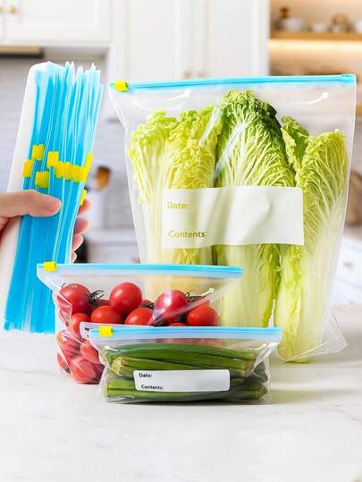 20pcs Ziplock Bags, Thick Freezer & Microwave Reusable Storage Bags, Suitable For Food Preservation & Organization
