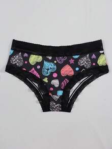 Dircho 3pcs Sexy Contrast Lace Hipster Panties, Allover Print Comfy Silky Intimates Briefs Panties, Women's Underwear & Lingerie - Multicolor - View 2