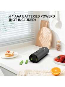 【1个/2个可选】电动盐和胡椒研磨器，电池供电，方便使用（不含电池），双包装带底座，实用白色LED灯，粗细可调，一键操作，时尚黑色设计。 - 彩色 - 查看 4