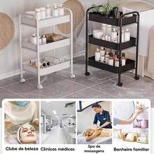 Multipurpose Organizer Cart With 3 Levels, Wheels With Brakes And Ergonomic Design: The Ultimate Solution For Storage At Home, Office And Beauty Salon, Saving Space And Facilitating Mobility. - trắng - Xem 10